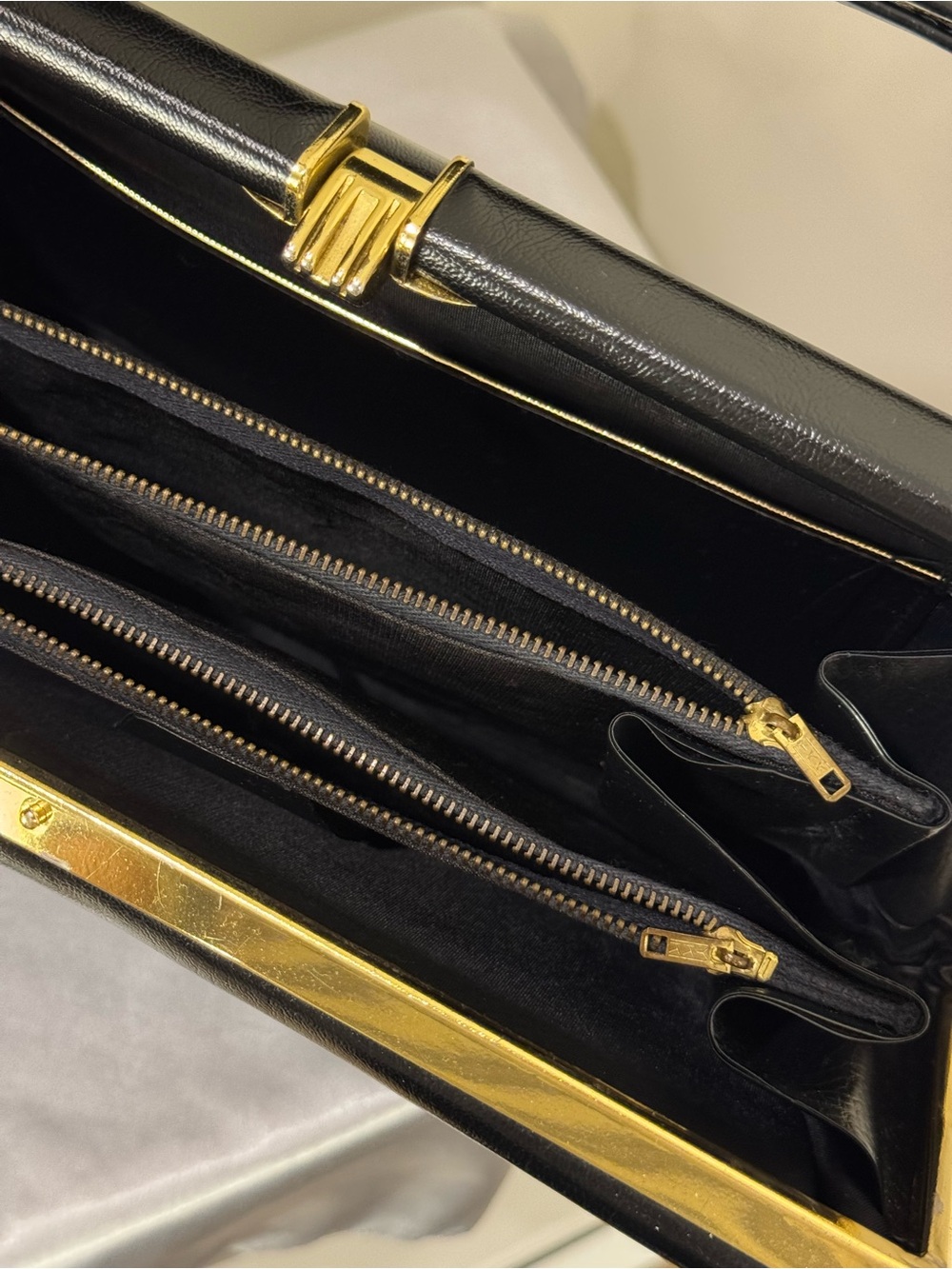 Vintage 1995 Black Shoulder Bag with Gold Hardware - Picture 9 of 13